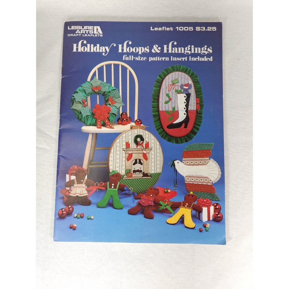 Vintage 1980s Leisure Arts Holiday Hoops & Hangings with Pattern Insert 1984
